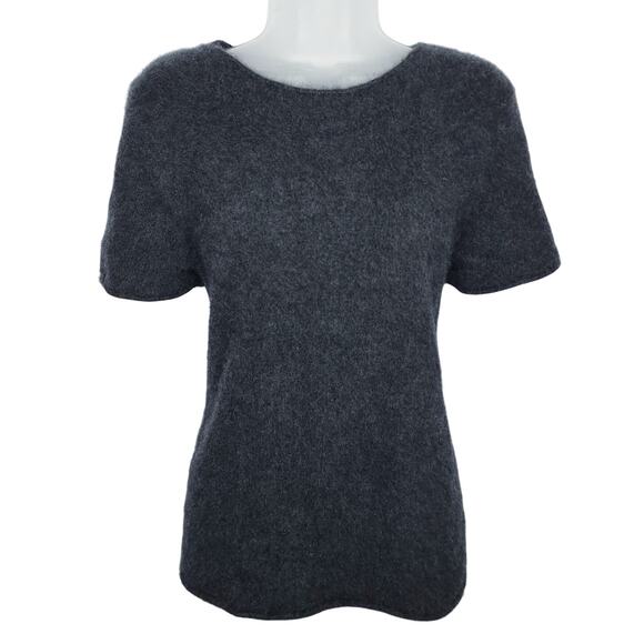 Theory Tolleree Cashmere Sweater Short Sleeve T-shirt XL Dark Charcoal Career - Picture 1 of 10